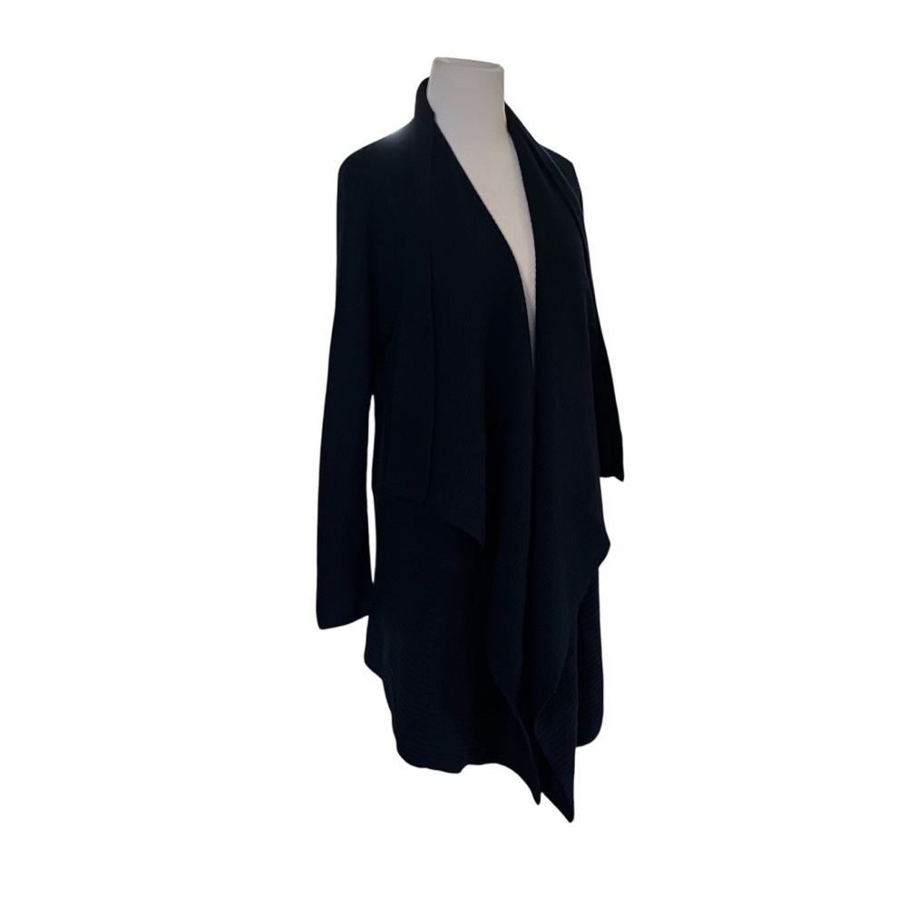 Pure Collection Wool/Cashmere Loose Open Front Dark Navy Long Sweater, US 8/10